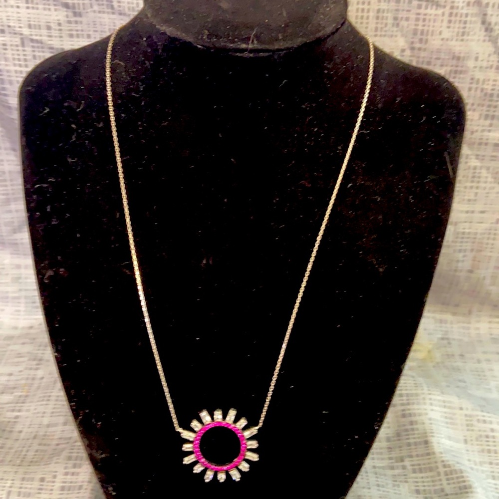 Beautiful Ruby and white sapphire silver necklace